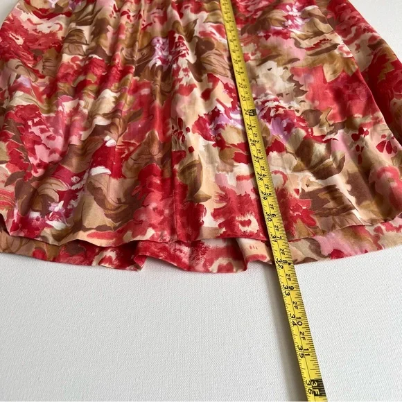 Floral Red and Brown Women's Skirt est sz: M - Picture 5 of 5